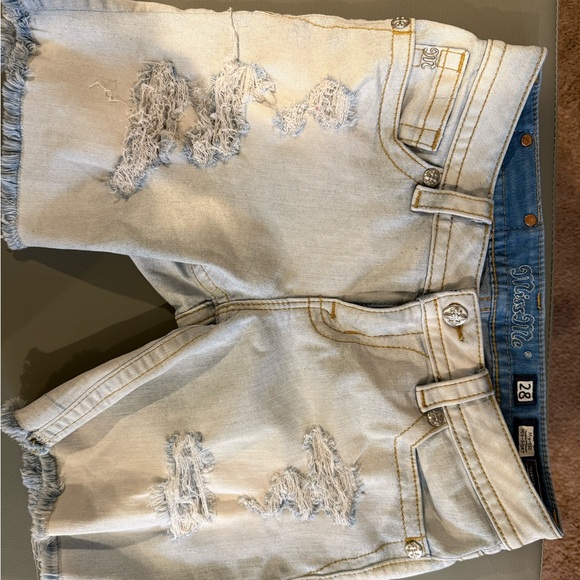 Miss Me Light Blue Distressed Denim Shorts